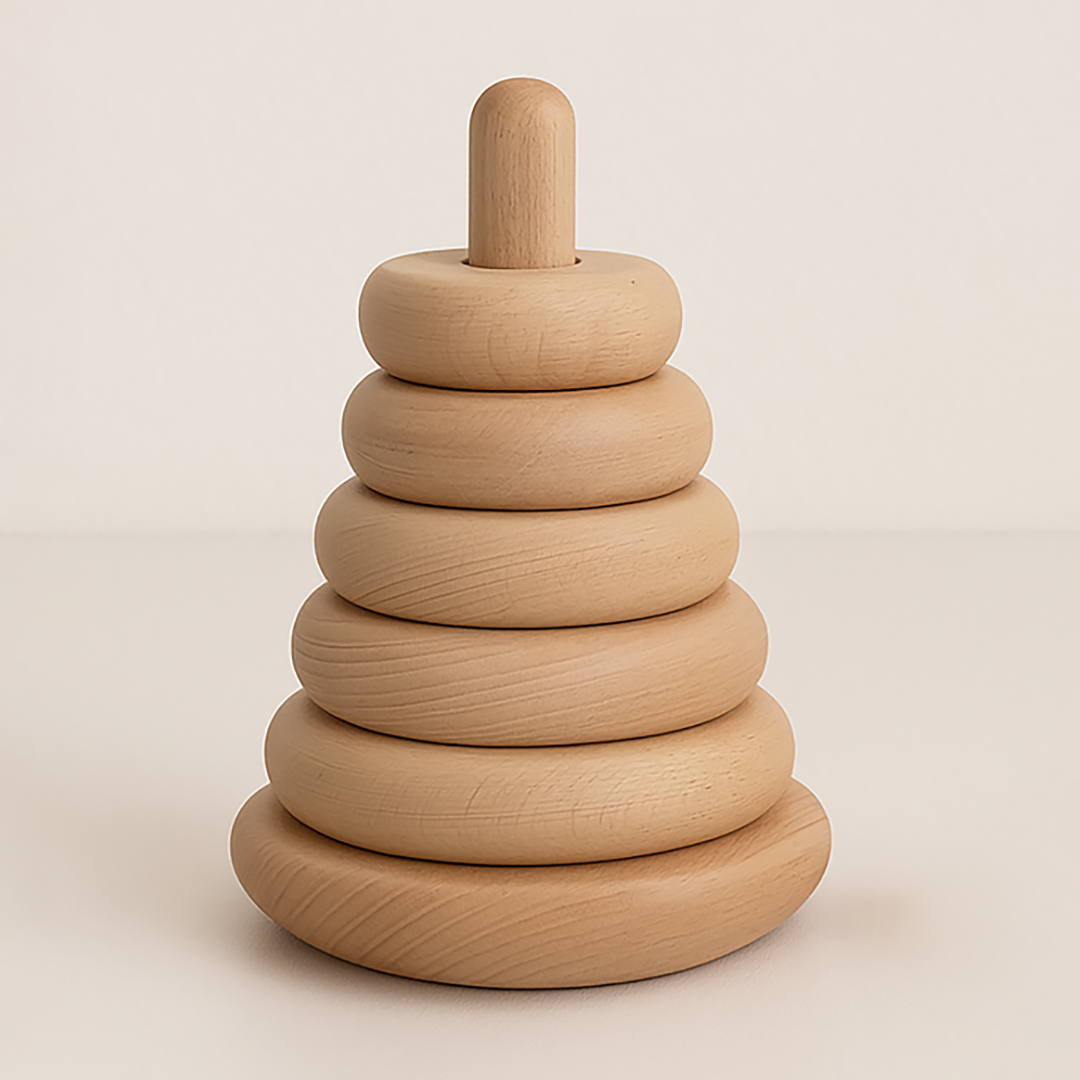 Set mit 6 Stapelscheiben aus Holz für Kinder