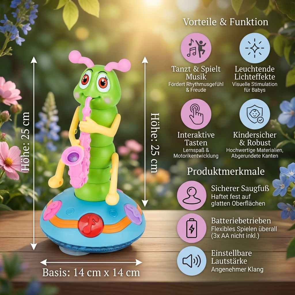 Dancing Saxophone Caterpillar | Musical Toy with Colorful Lights | Engaging Movement for Kids 5