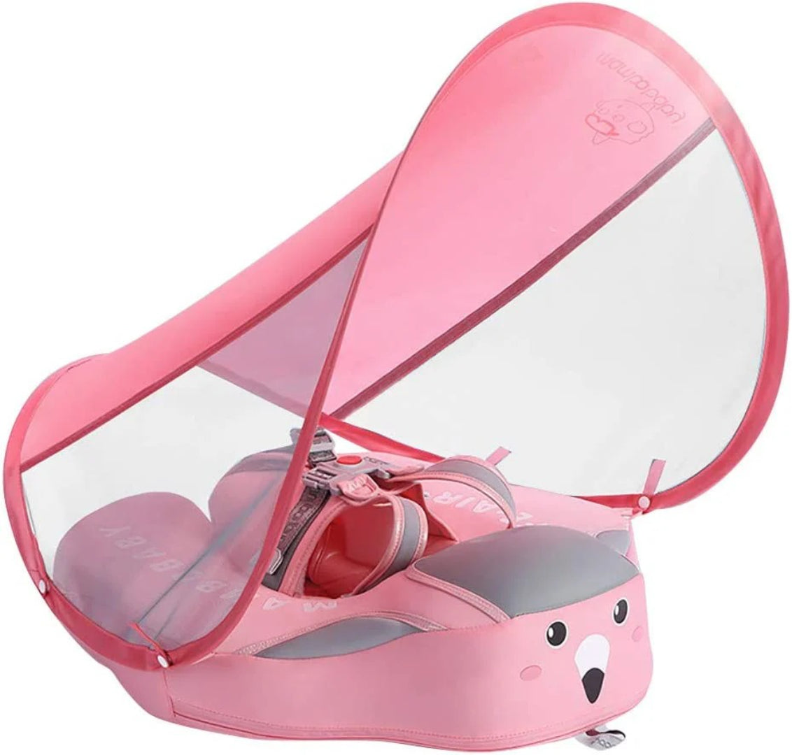 Inflatable baby swimming float with safety harness