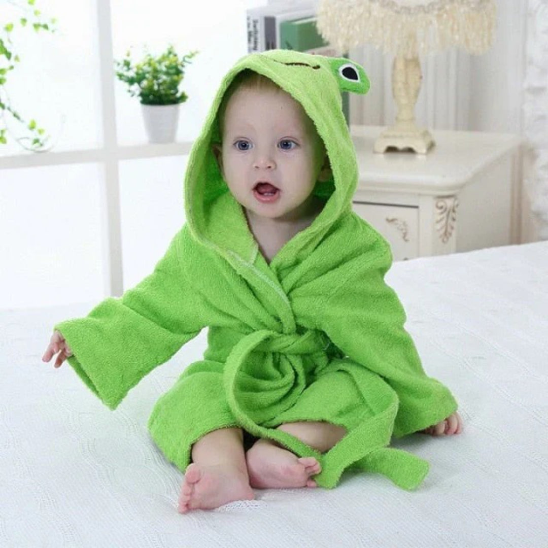 Soft and absorbent animal-themed baby bathrobe