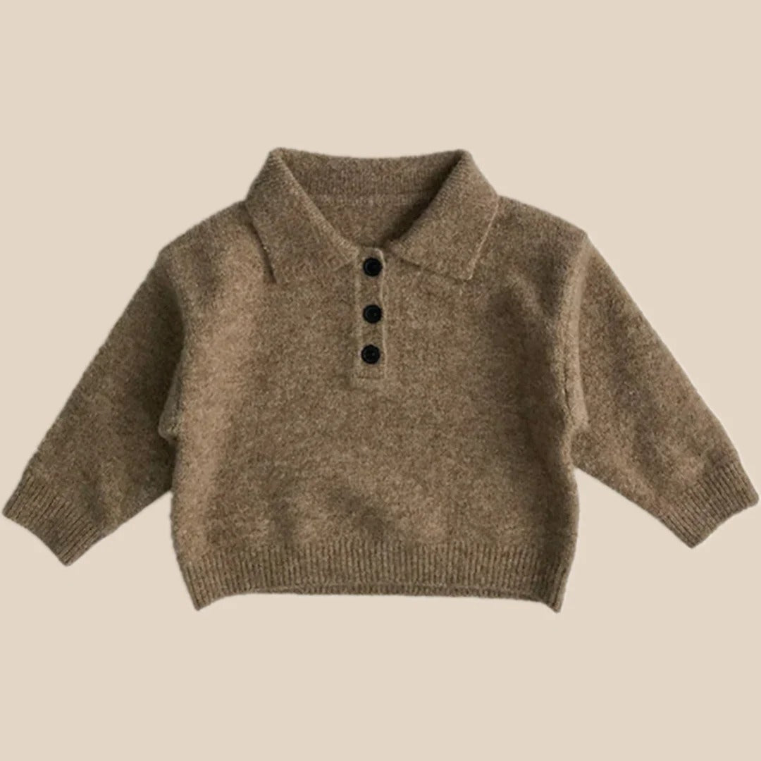 Unisex Kinder Polo-Pullover mit Knopfverschluss