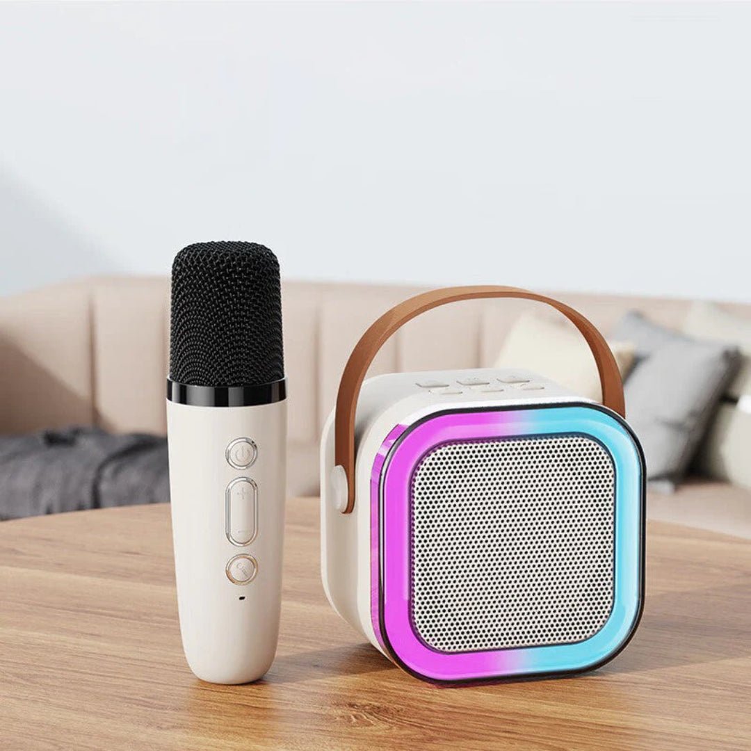 Kompaktes kabelloses Karaoke-System mit Mikrofon und Lautsprecher