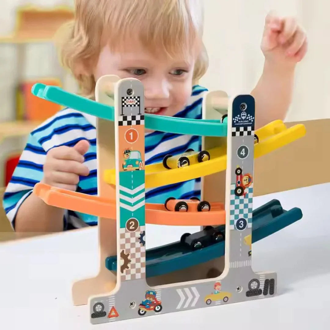 Wooden Car Ramp - Exciting Rolling Adventure for Kids