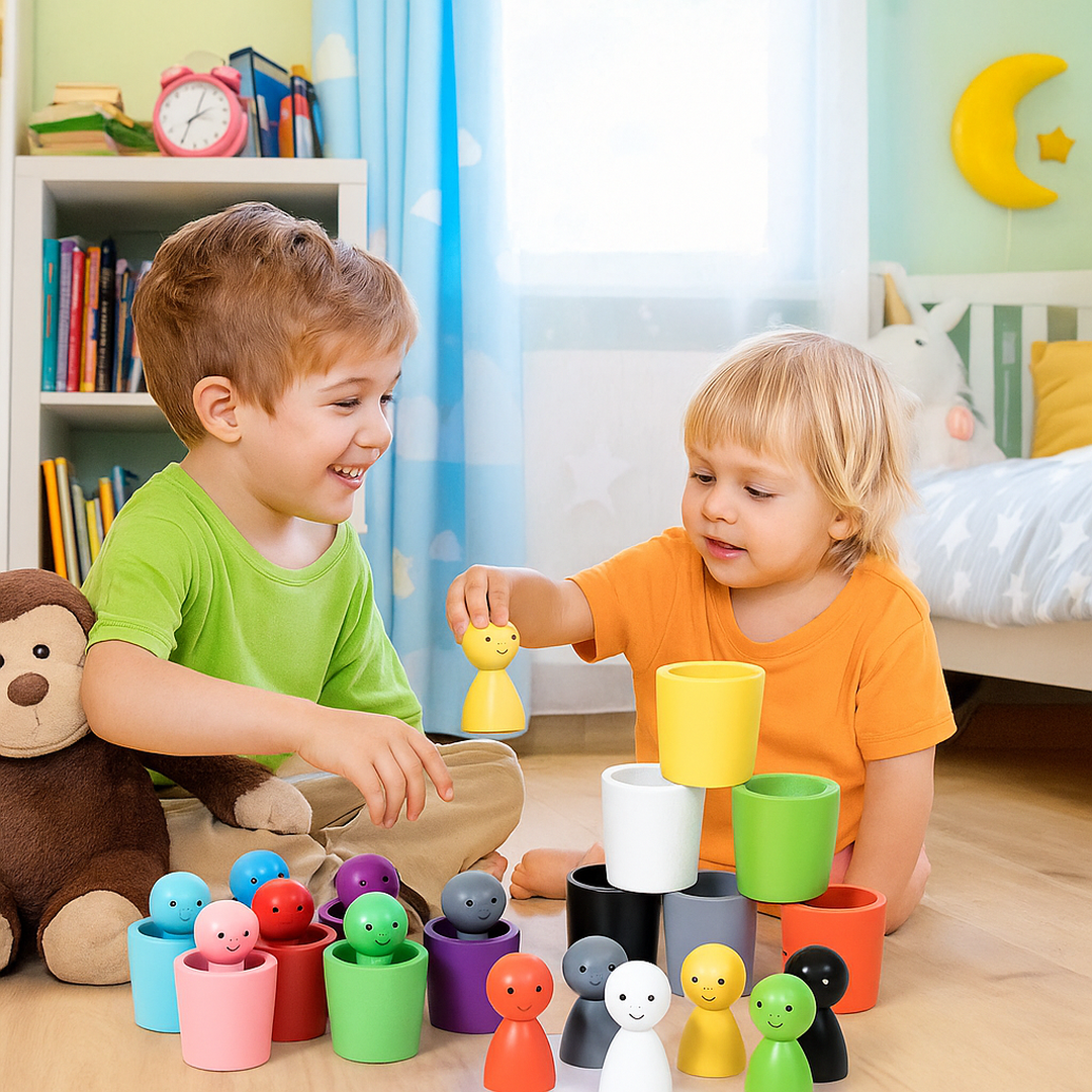 Farbsortierbecher - Holzspielzeug für die Bildung