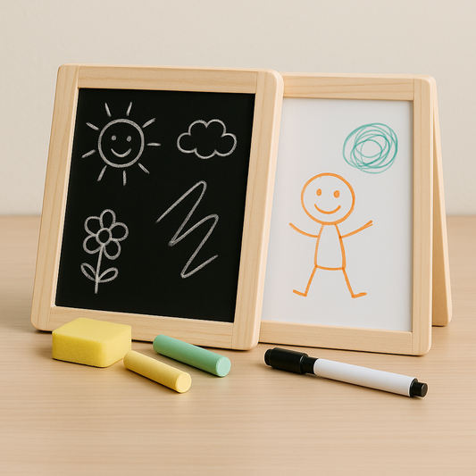 Double-Sided Easel for Toddlers – Chalkboard and Whiteboard Combo