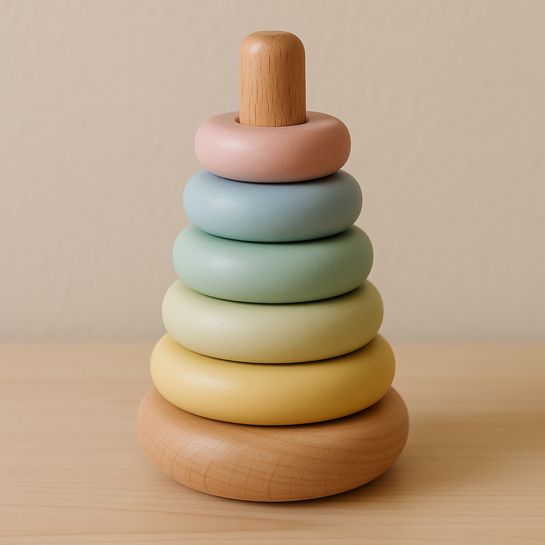 Wooden ring stacking tower – promoting motor skills