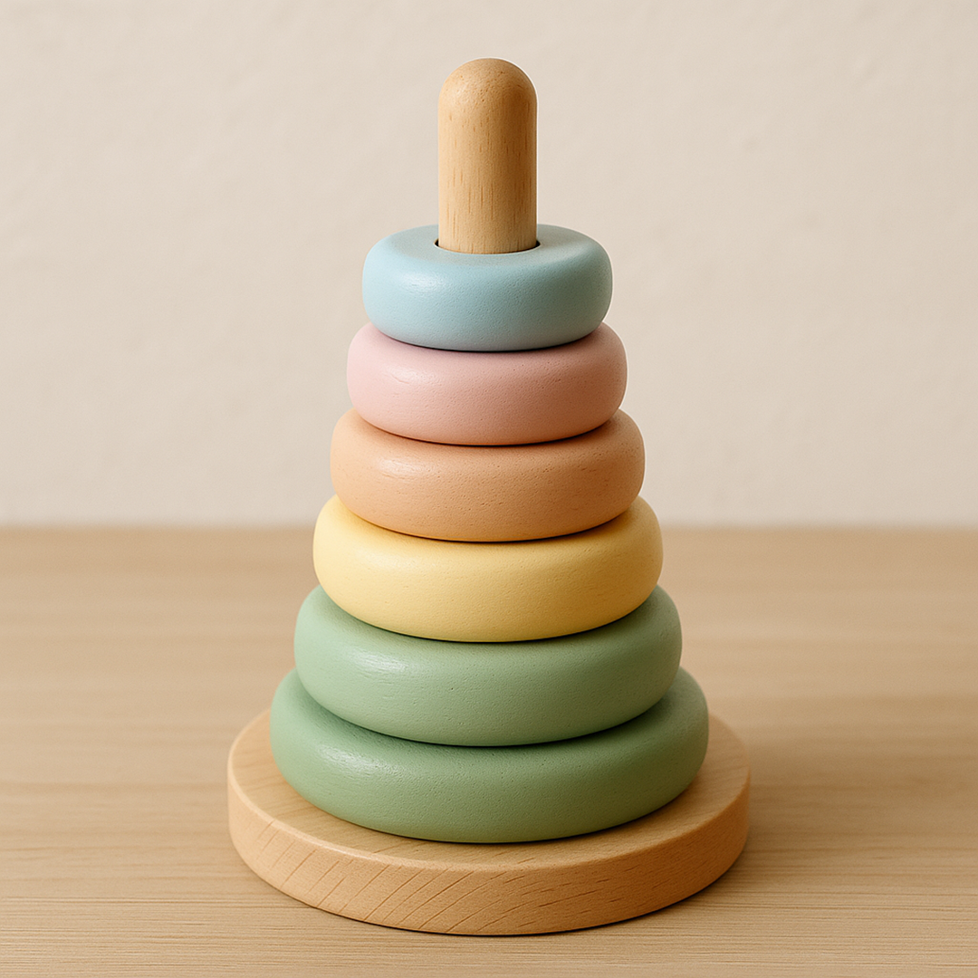 Wooden ring stacking tower – promoting motor skills