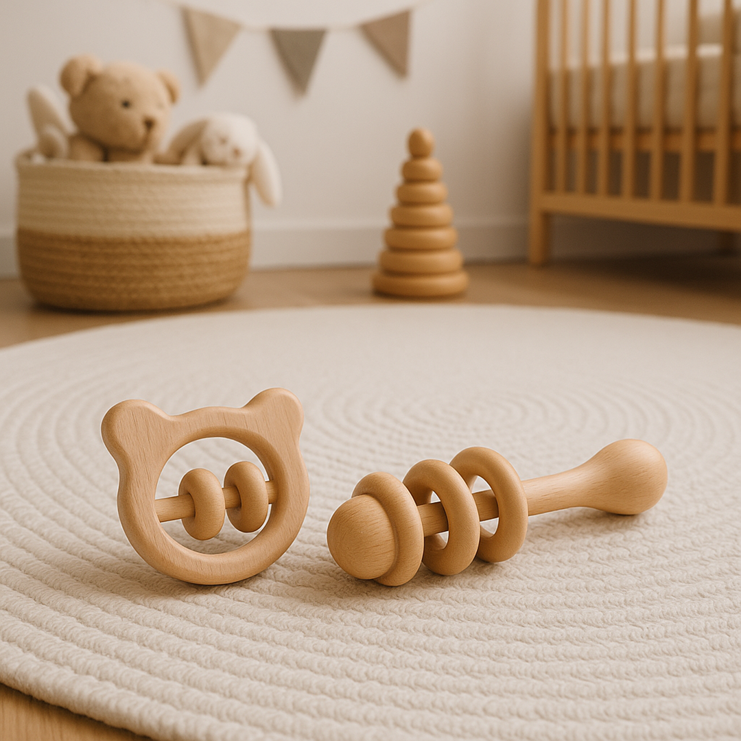 Set of 2 wooden rattles for children