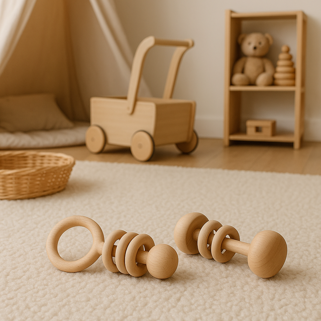 Set of 2 wooden rattles for children