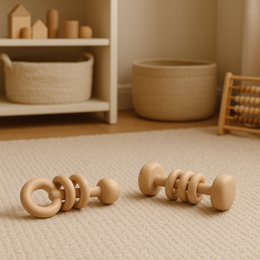 Set of 2 wooden rattles for children