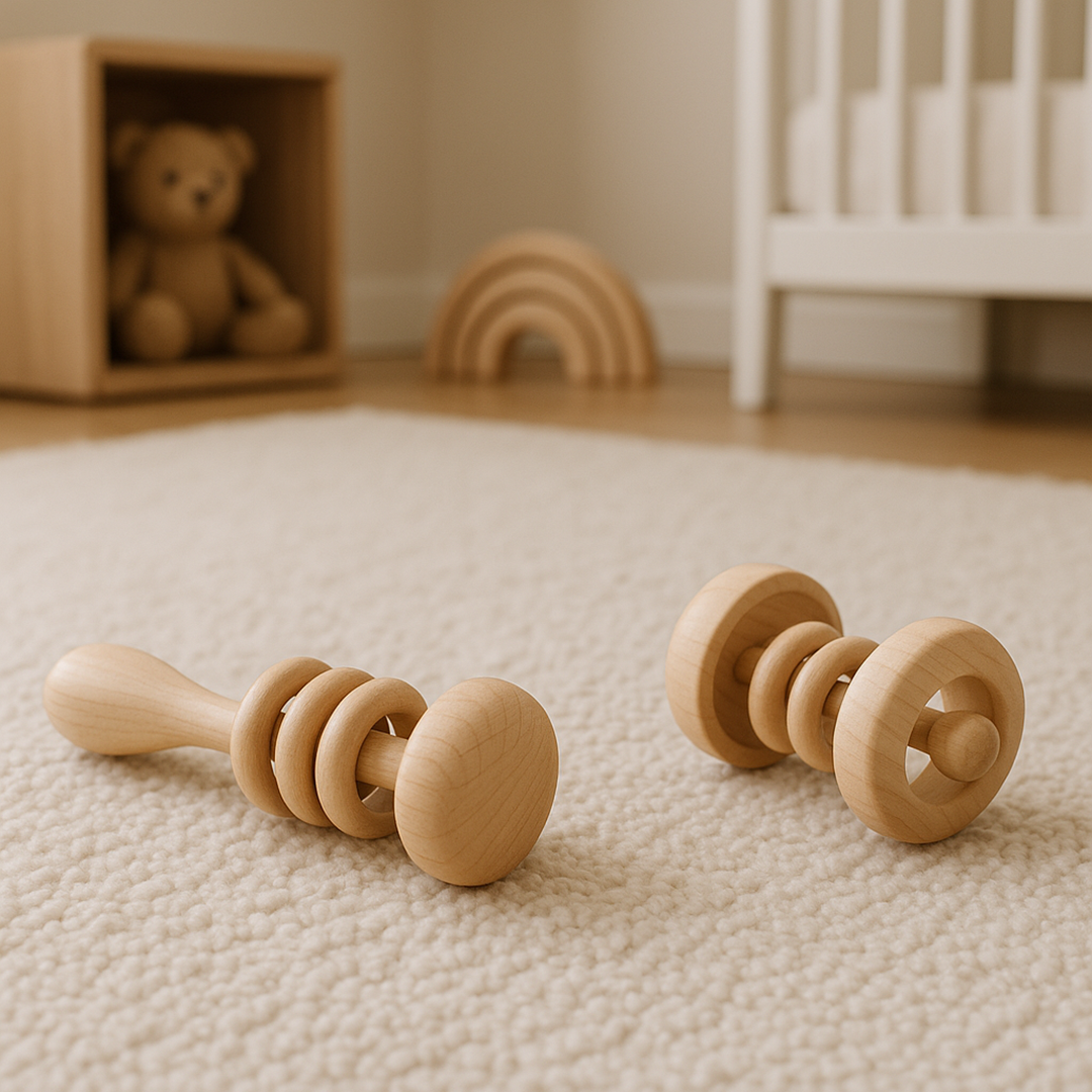Set of 2 wooden rattles for children