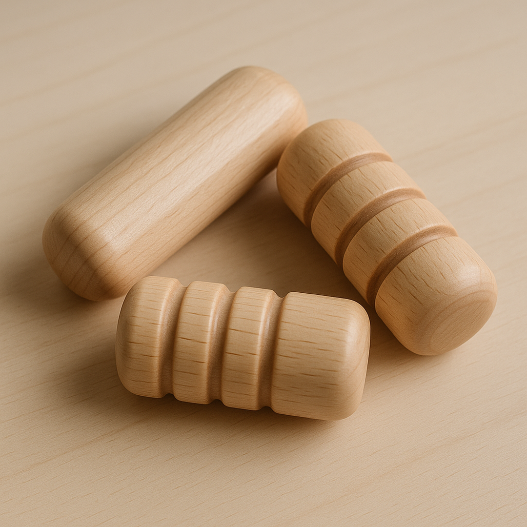 Set of 3 Sensory Wooden Rollers for Children