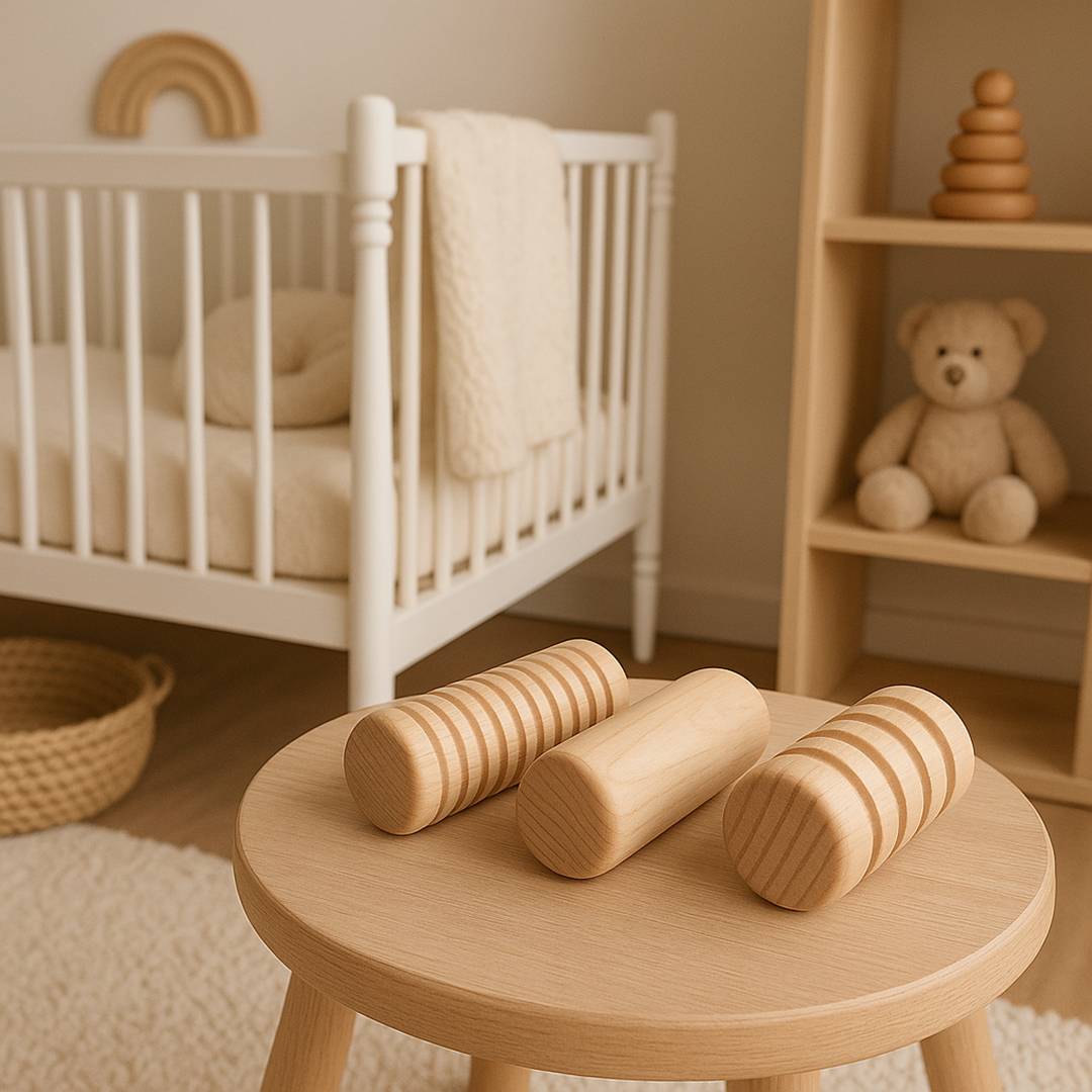Set of 3 Sensory Wooden Rollers for Children