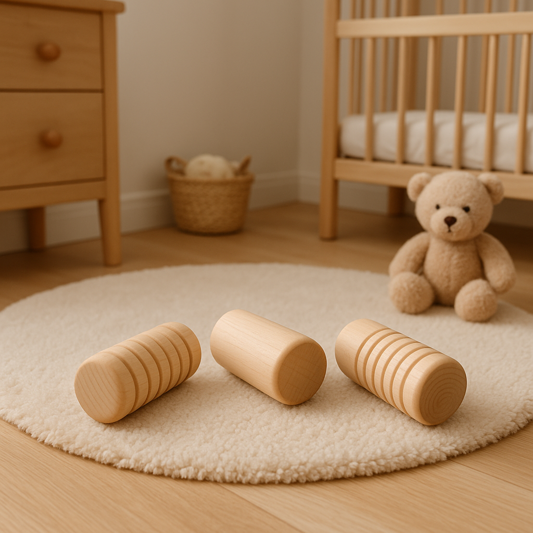 Set of 3 Sensory Wooden Rollers for Children