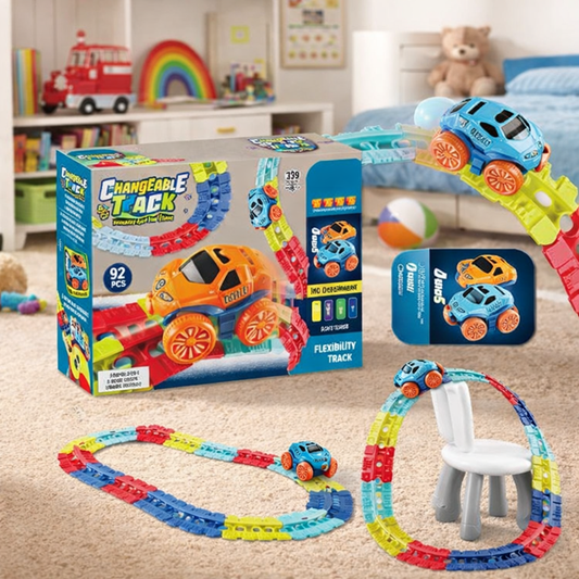 Versatile racetrack set with car – stimulating creativity and construction skills