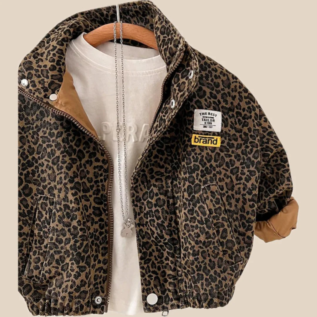 Brown panther print cotton jacket