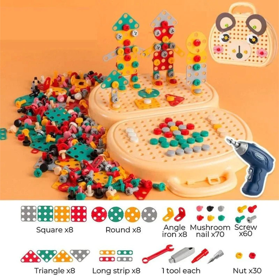 Construction Toy Tool Set with Drill