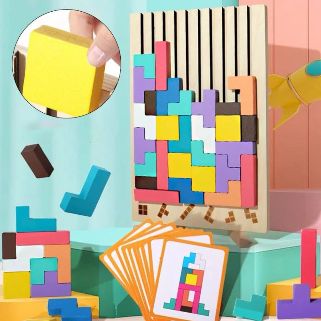 Holzpuzzle-Spielzeug zum Stapeln für die Entwicklung der motorischen Fähigkeiten