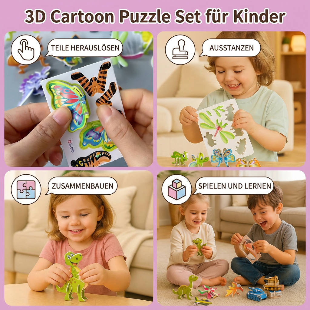 3D Cartoon Puzzle Set for Kids with Colorful Designs | Engaging Learning Tool for Creativity and Fine Motor Skills 5