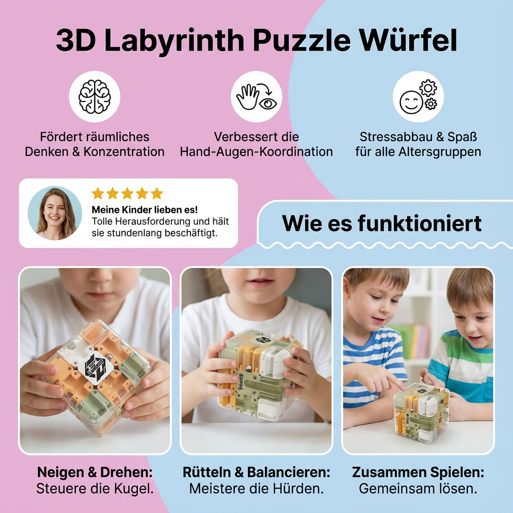 3D Labyrinth Puzzle Cube | Unique Pathways for Enhanced Spatial Thinking | Engaging Brain Teaser for All Ages 1
