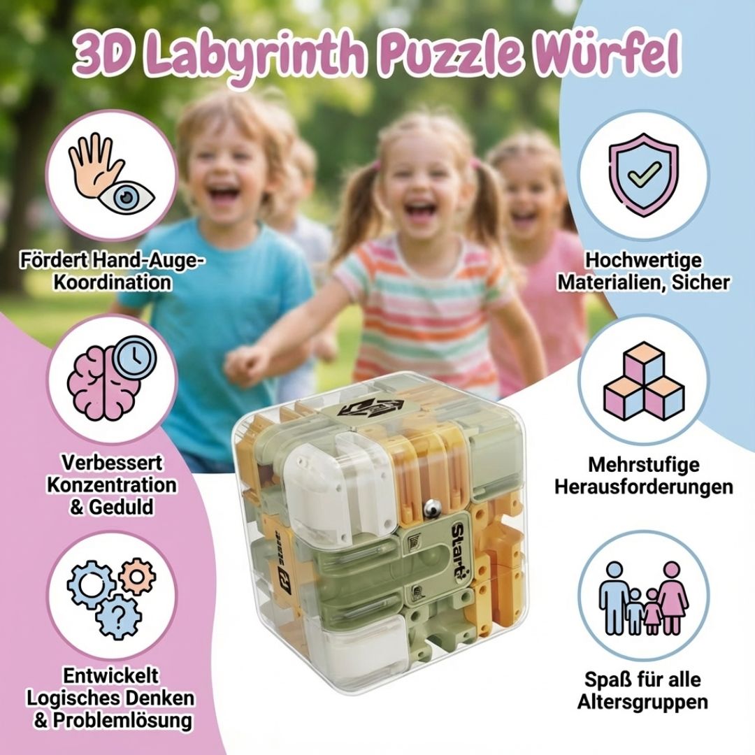 3D Labyrinth Puzzle Cube | Unique Pathways for Enhanced Spatial Thinking | Engaging Brain Teaser for All Ages 4