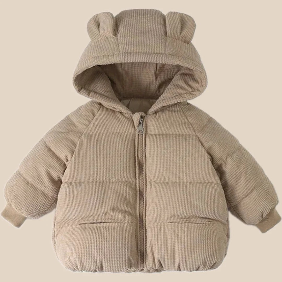 Mädchen Wintermantel mit Bärenohr-Kapuze und Bündchenärmel