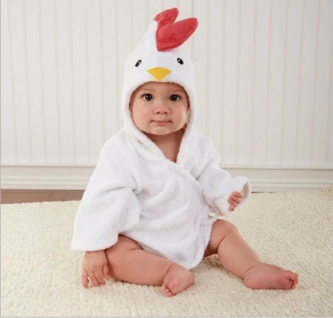 Soft and absorbent animal-themed baby bathrobe