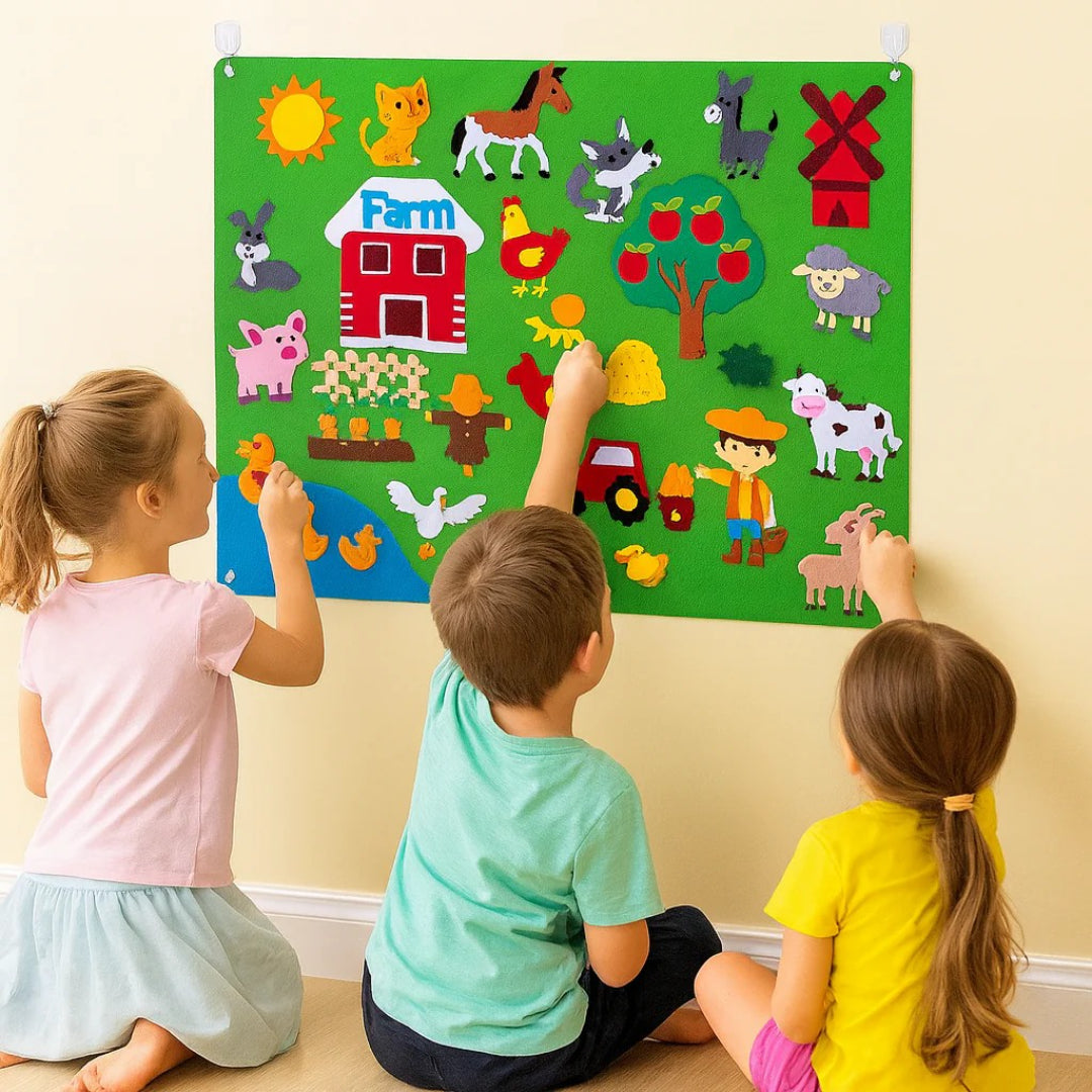 Farm-Themed Felt Activity Board with Animal Figures