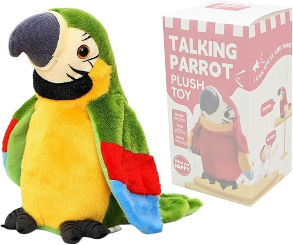 Voice-activated interactive plush parrot toy
