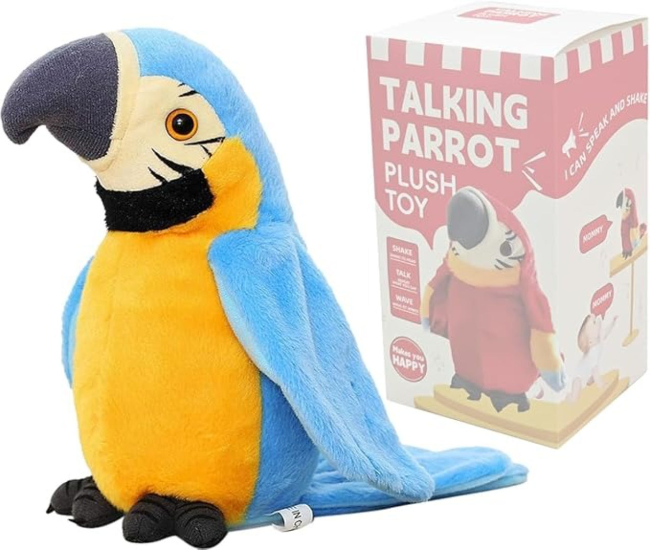 Voice-activated interactive plush parrot toy