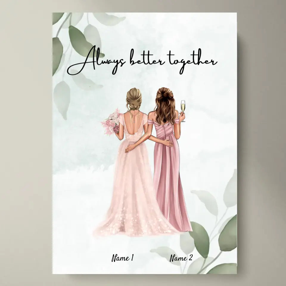 Bride & Bridesmaid - personalized poster