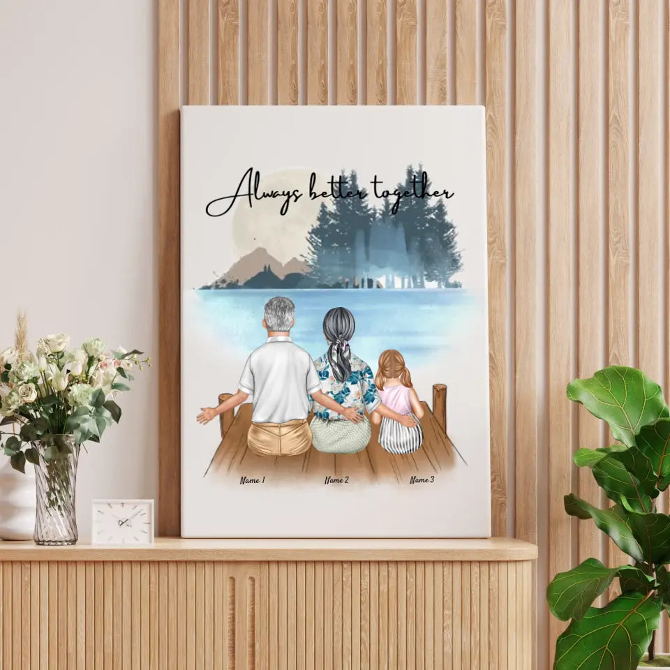 Grandparents with Grandchildren - Personalized canvas