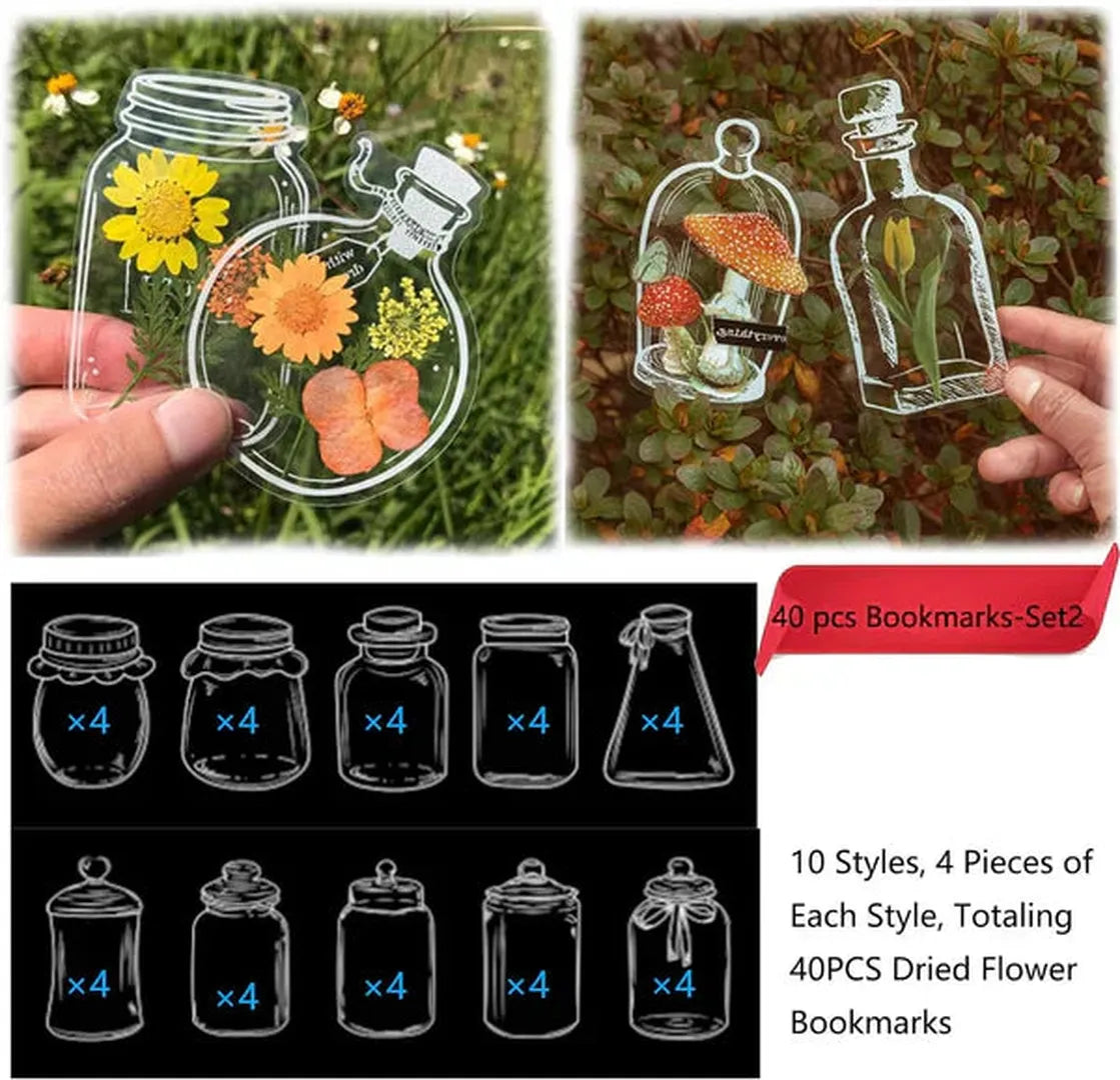 DIY Pressed Flower Bookmark Kit - 30-Piece Collection