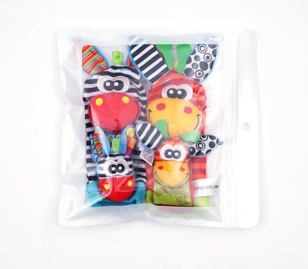 Baby-Sensorik-Plüschsocken- und Armband-Set