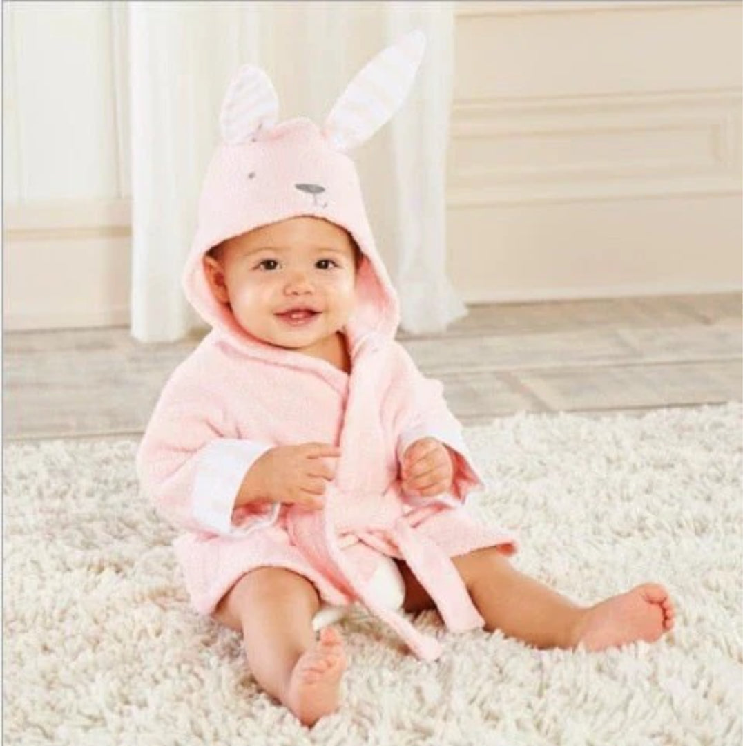 Soft and absorbent animal-themed baby bathrobe