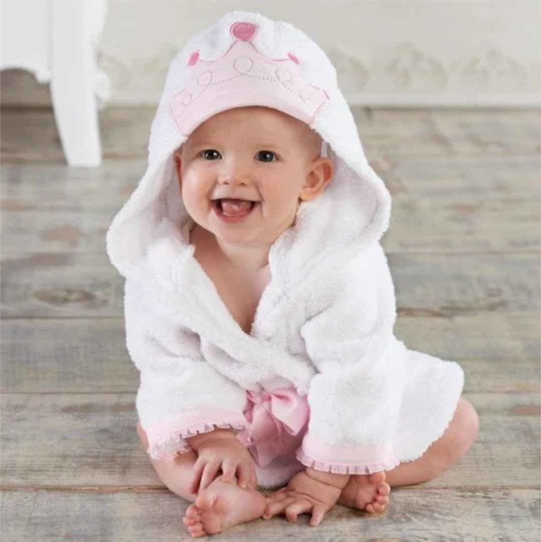 Soft and absorbent animal-themed baby bathrobe