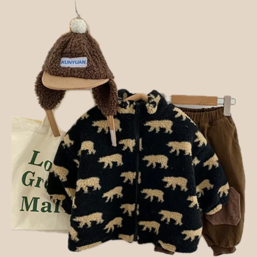 Unisex Fleece Vest with Bear Motif
