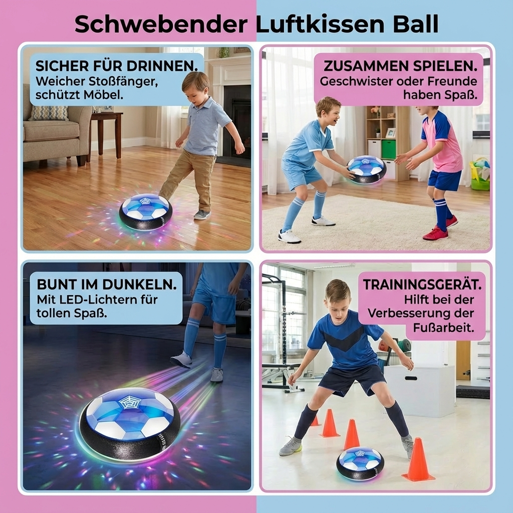 Air Cushion Ball | Indoor Football with LED Lights & Shock-Absorbing Edge | Fun for All Ages 3