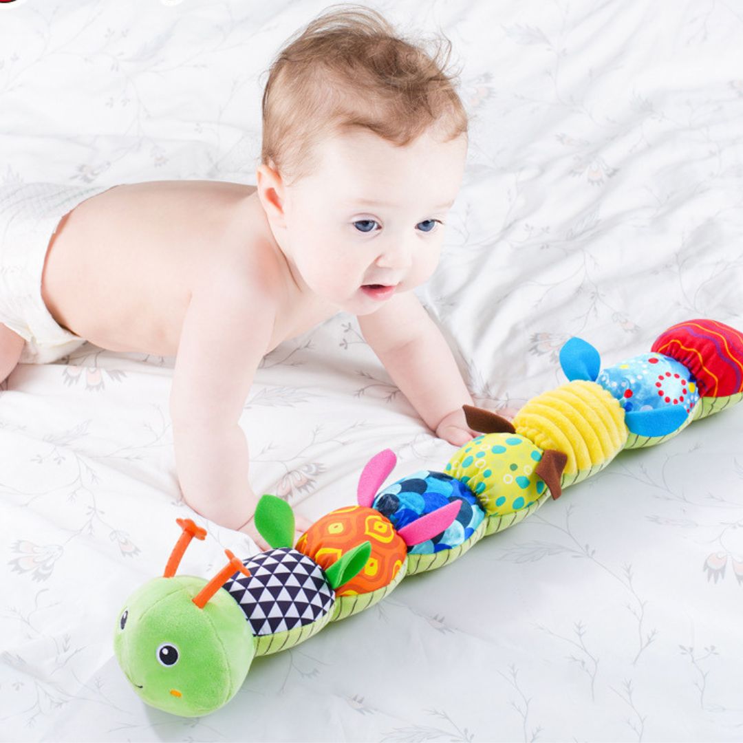Caterpillar | Plush Toy with Rattle & Music Features | Tactile Sensory Development for Babies 0