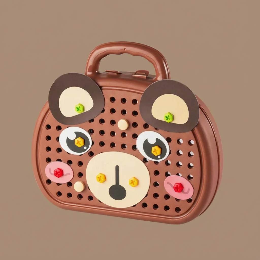 Creative Bear Box | Crafting Kit for Kids with Battery-Operated Screwdriver | Portable Storage for Imaginative Play 7