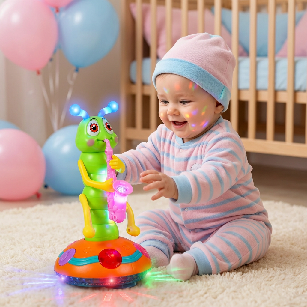 Dancing Saxophone Caterpillar | Musical Toy with Colorful Lights | Engaging Movement for Kids 0
