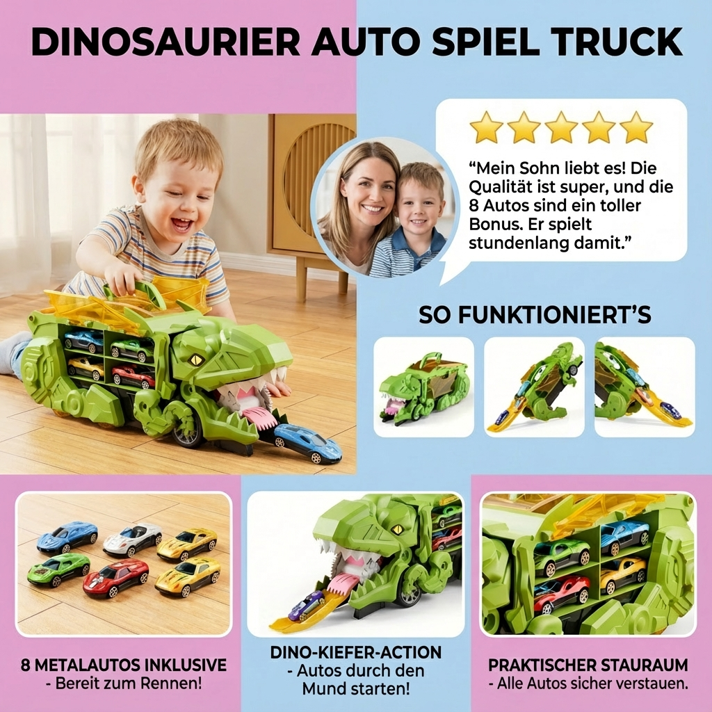 Dino Adventure | Dinosaur Car Game Truck with Transforming Features | Interactive Toy for Imaginative Play 4
