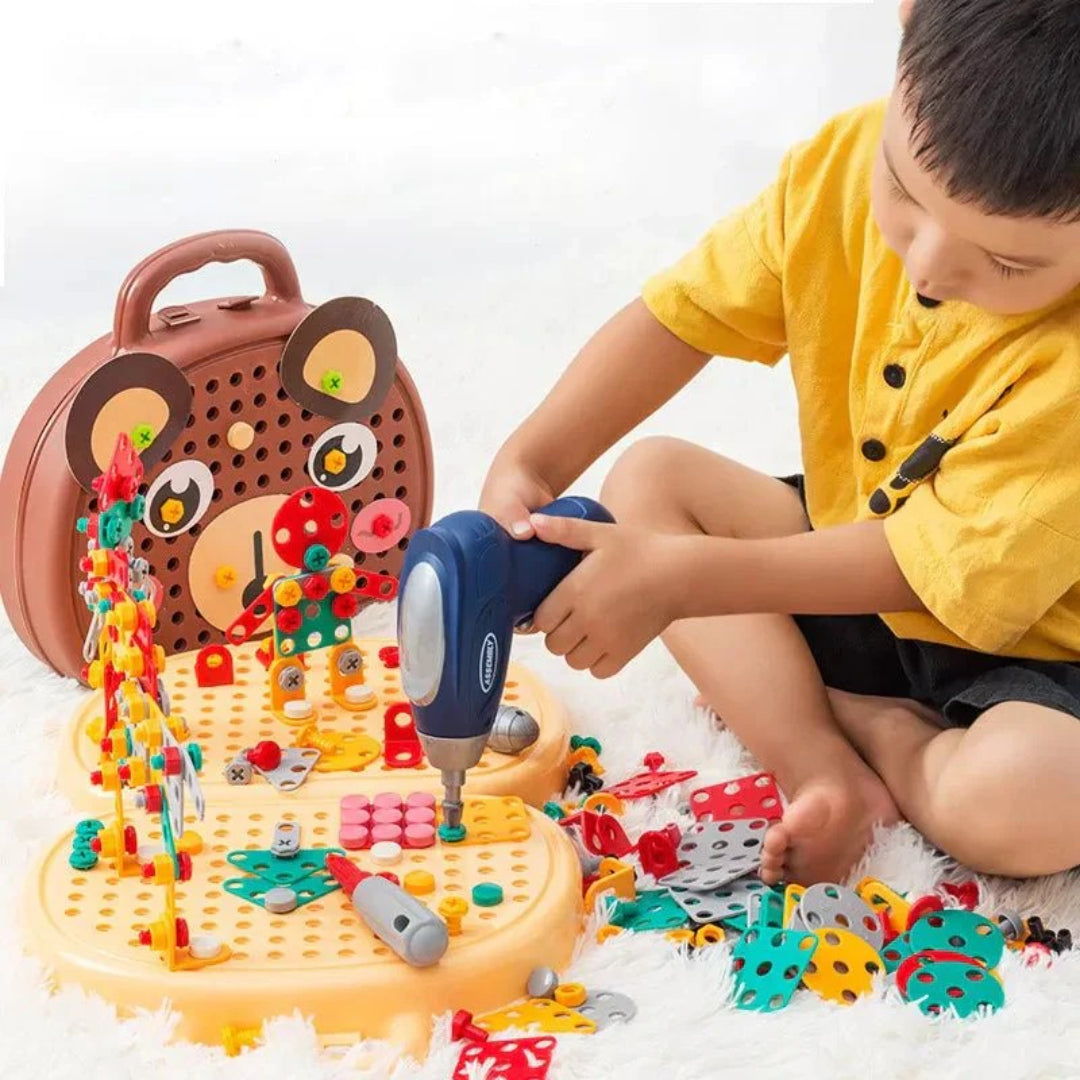 Construction Toy Tool Set with Drill