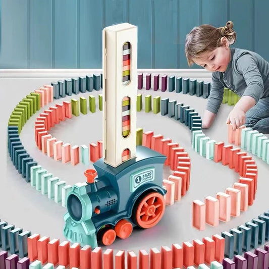 Domino Train | Automatic Tile Laying Toy with Colorful Design | Creative Family Fun for All Ages 0