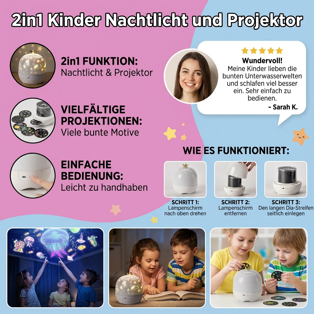 Dreamy Nights | LED Night Light Projector with Soothing Projections | Safe Sleep Aid for Kids 3