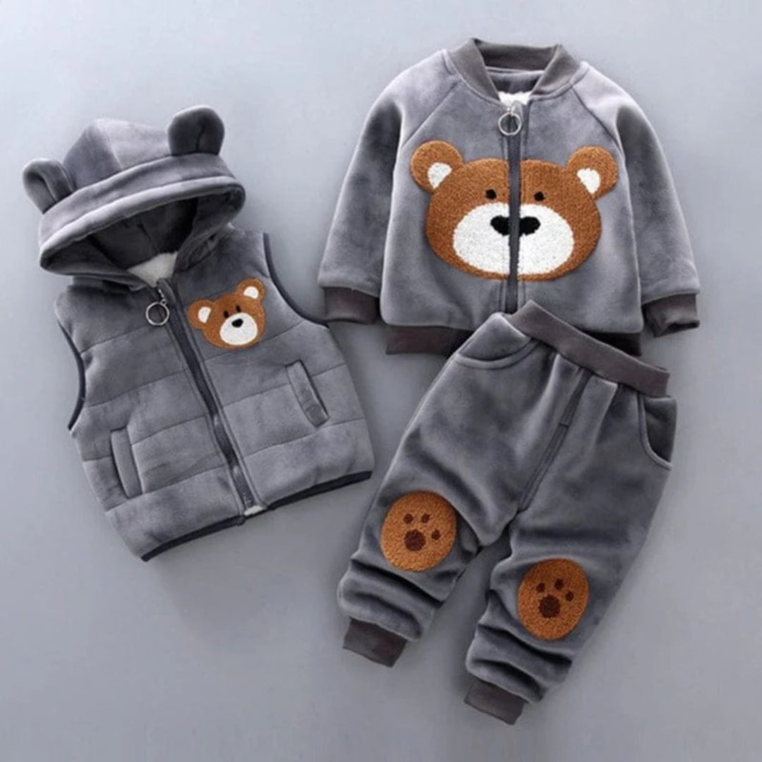Baby Outfit Set: Bären-Themen Jacke Weste und Hose