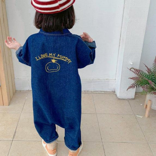 Kids' Button-Front Denim Overalls