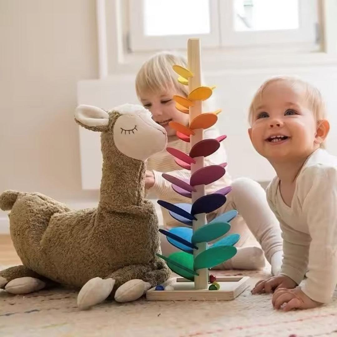 Colorful Wooden Ball Run Tower for Children - Includes Balls