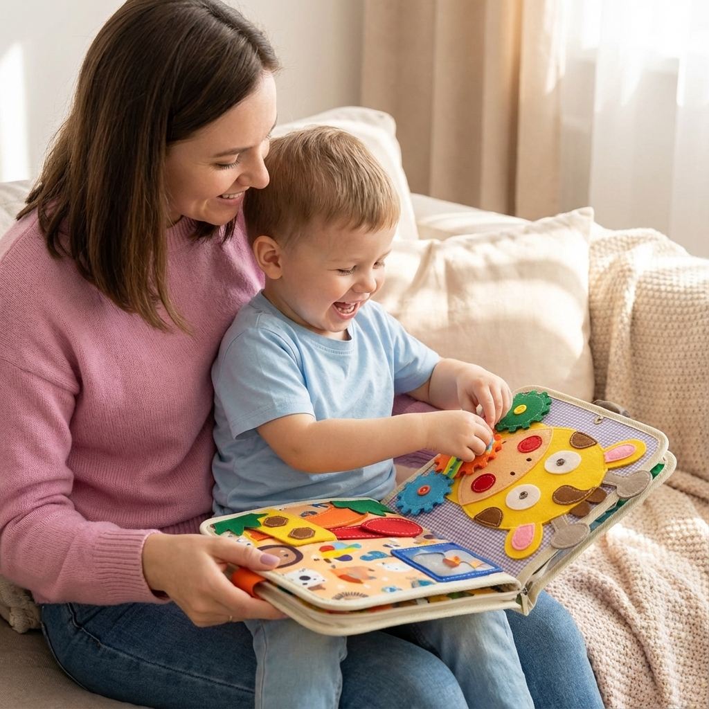 Interactive Montessori Sensory Book for Kids with Textured Pages | Engaging Giraffe Stories for Cognitive Development 0