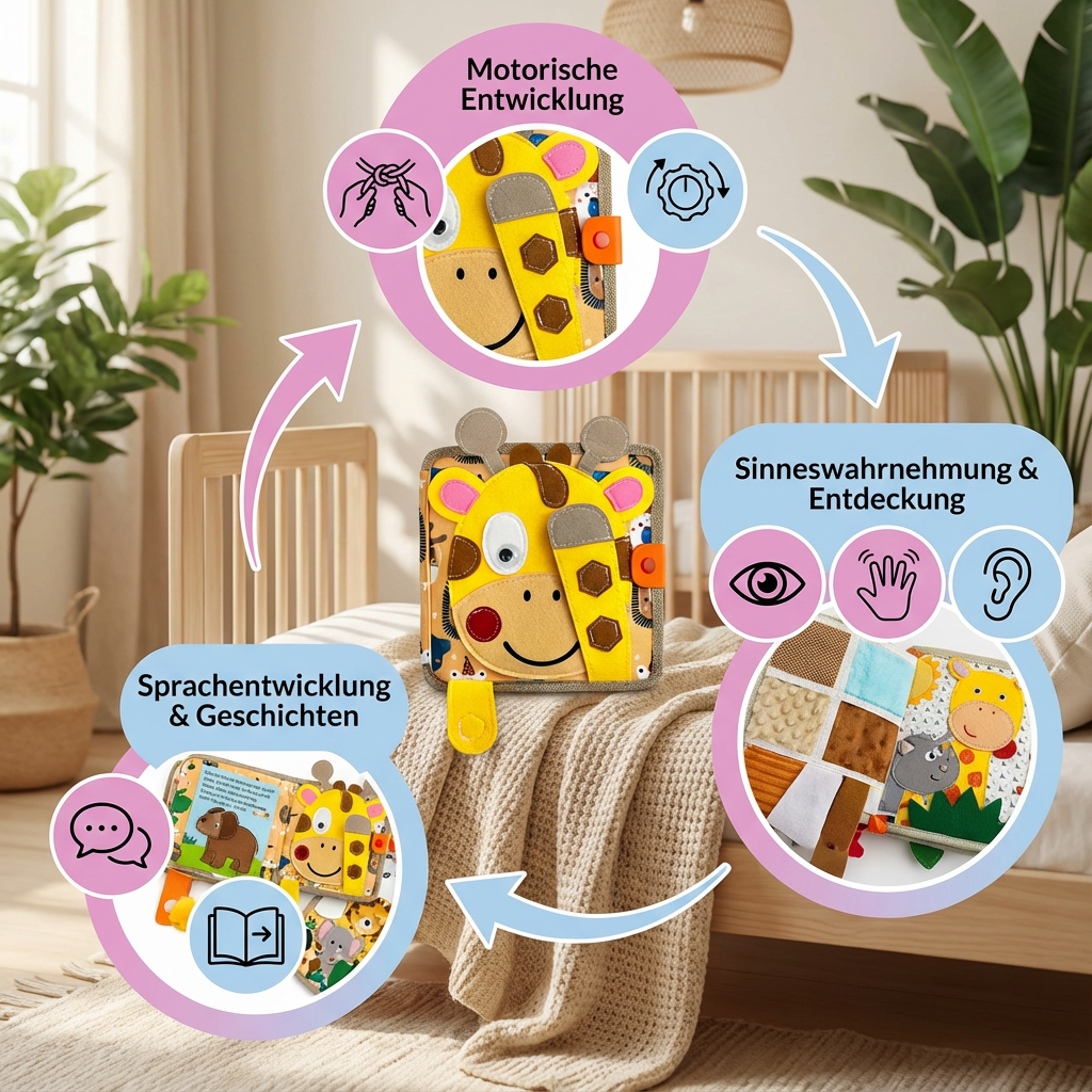 Interactive Montessori Sensory Book for Kids with Textured Pages | Engaging Giraffe Stories for Cognitive Development 2